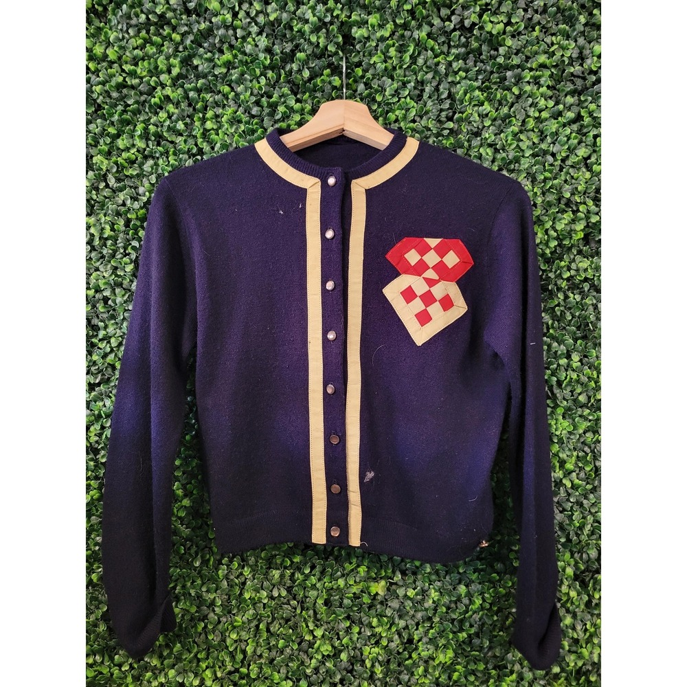 vtg 50s rockabilly CARDIGAN KNIT SWEATER / cute casual retro vintage pullover